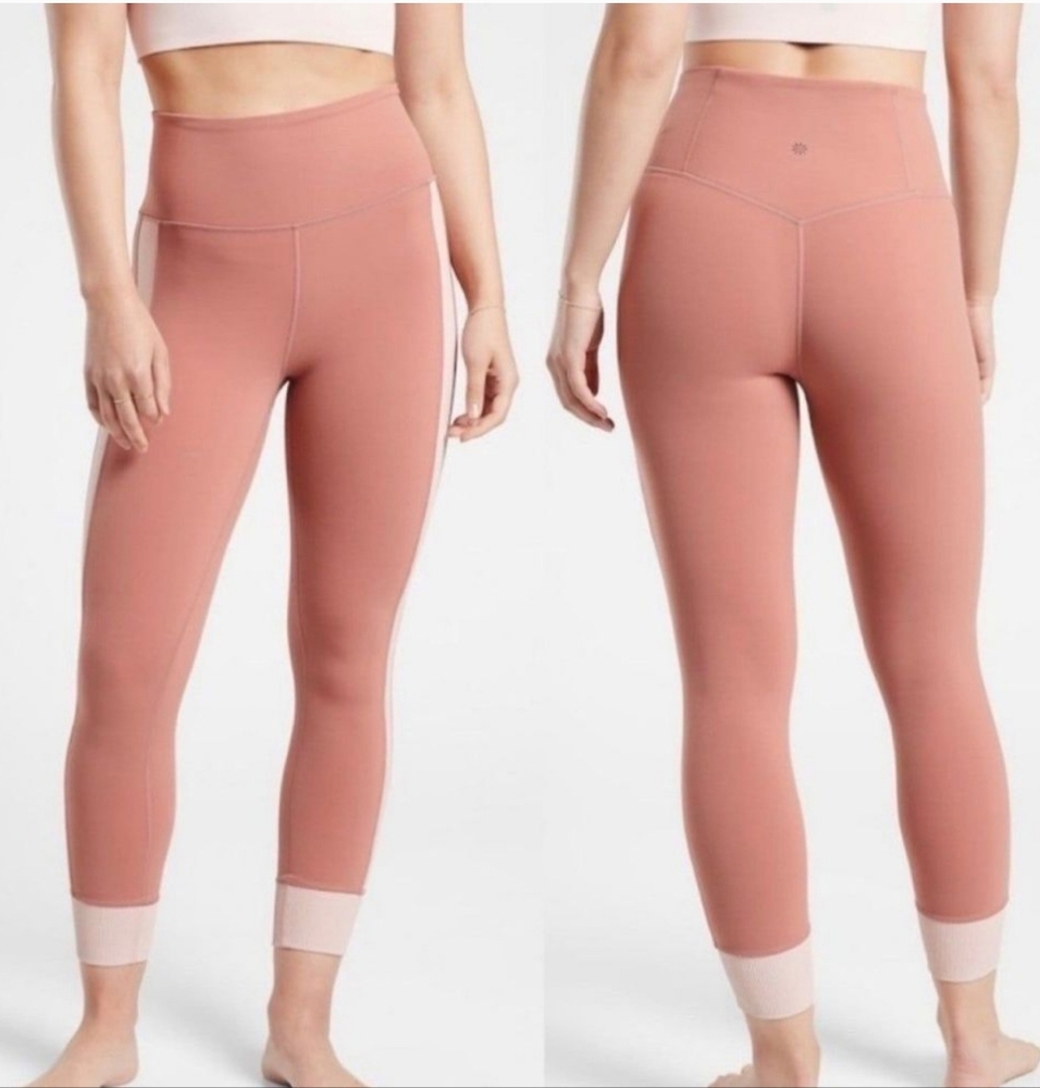 Athleta Elation Rib Trim 7/8 Tight Pink Workout Leggings Large
